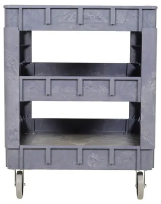 Vestil PLSC-3-2436 plastic utility service cart shown from an alternate angle
