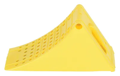 Vestil PLWC-Y plastic wheel chock shown from an alternate angle