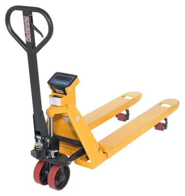 Vestil PM-2048-SCL-LP-E pallet trucks with digital scale shown from an alternate angle
