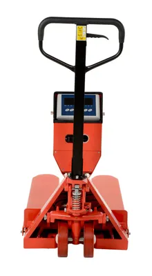 Vestil PM-2048-SCL-LP pallet trucks with digital scale shown from an alternate angle