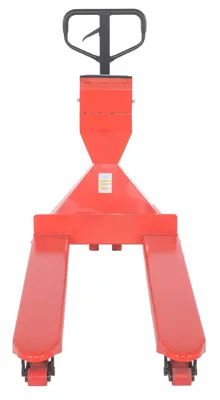 Vestil PM-2748-SCL-LP pallet trucks with digital scale shown from an alternate angle