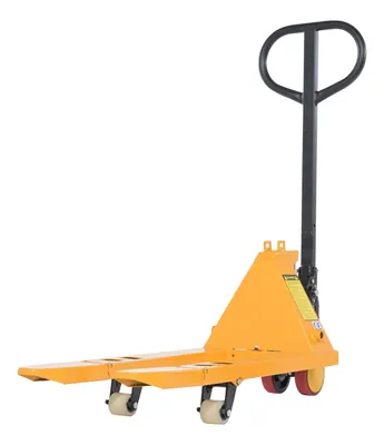Vestil PM1-1532-MINI-FD mini hand pallet truck shown from an alternate angle