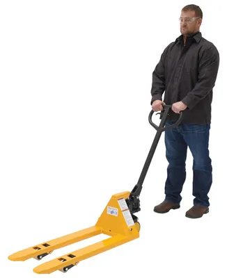 Vestil PM1-1532-MINI mini hand pallet truck shown from an alternate angle