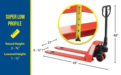 Vestil PM2-2044-SLP super low profile pallet truck feature highlights
