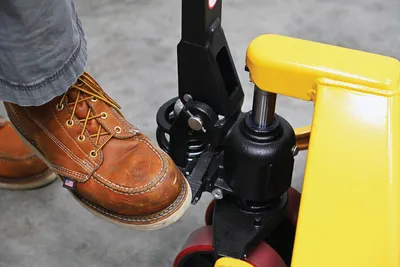 Vestil PM4-2748-E economy hand pallet truck shown from an alternate angle