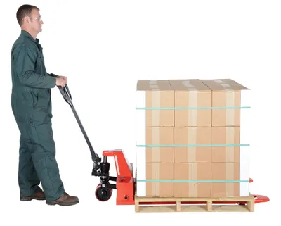 Vestil PM4-3348-LP low profile pallet truck shown from an alternate angle