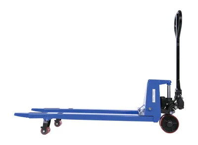 Vestil PM4-ADJ-2127-48 pallet truck with adjustable fork shown from an alternate angle