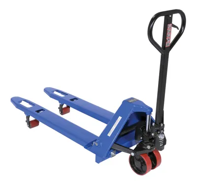 Vestil PM4-ADJ-2127-48 pallet truck with adjustable fork shown from an alternate angle