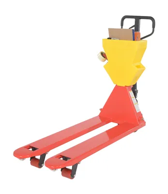 Vestil PM5-2048-UP-001 pallet trucks with p-caddy shown from an alternate angle