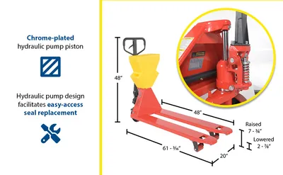 Vestil PM5-2048-UP-001 pallet trucks with p-caddy feature highlights