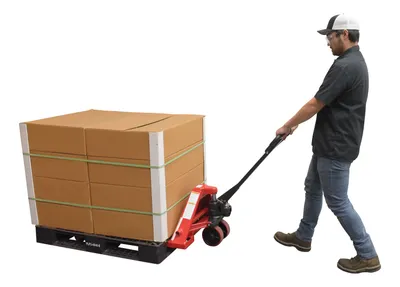 Vestil PM5-2742 full featured pallet truck shown from an alternate angle