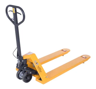 Vestil PM5-2748-DMHB pallet trucks with hand brake shown from an alternate angle