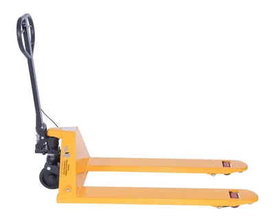 Vestil PM5-2748-DMHB pallet trucks with hand brake shown from an alternate angle