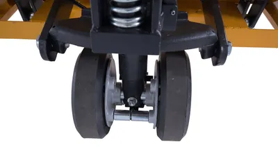 Vestil PM5-2748-DMHB pallet trucks with hand brake shown from an alternate angle
