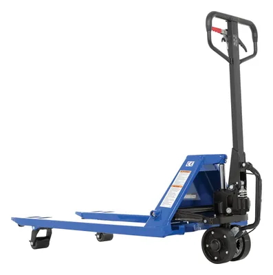 Vestil PM5-2748-PA-BL ergonomic power assist pallet truck shown from an alternate angle