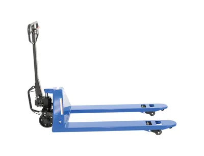Vestil PM5-2748-PA-BL ergonomic power assist pallet truck shown from an alternate angle