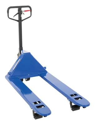 Vestil PM5-2748-PA-BL ergonomic power assist pallet truck shown from an alternate angle