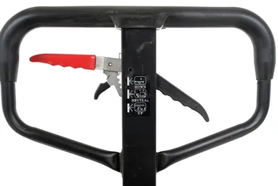 Vestil PM5-2748-PA-BL ergonomic power assist pallet truck shown from an alternate angle