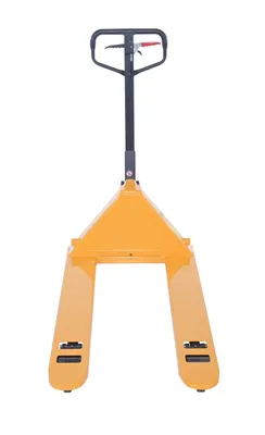 Vestil PM5-2748-PA-Y ergonomic power assist pallet truck shown from an alternate angle