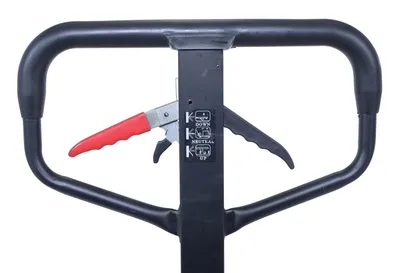 Vestil PM5-2748-PA-Y ergonomic power assist pallet truck shown from an alternate angle