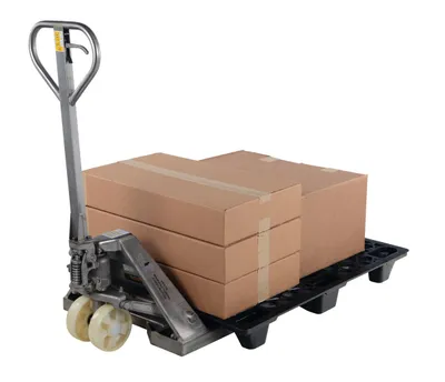 Vestil PM5-2748-SS specialized pallet truck shown from an alternate angle