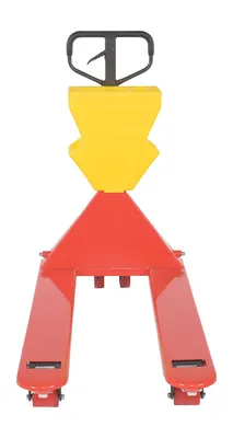 Vestil PM5-2748-UP-001 pallet trucks with p-caddy shown from an alternate angle