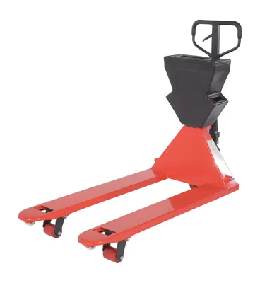 Vestil PM5-2748-UP-002 pallet trucks with p-caddy shown from an alternate angle