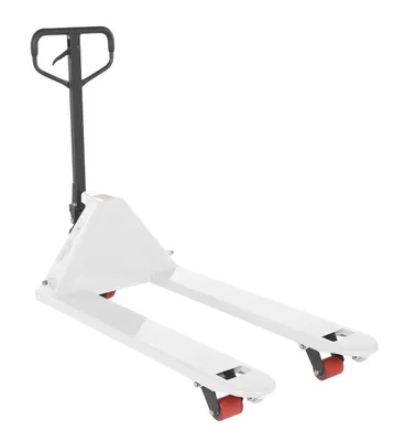 Vestil Steel Full Featured Pallet Truck 27 In. x 48 In. 5500 Lb. Capacity White