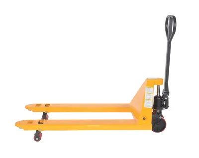 Vestil PM5-2748-Y standard pallet truck shown from an alternate angle
