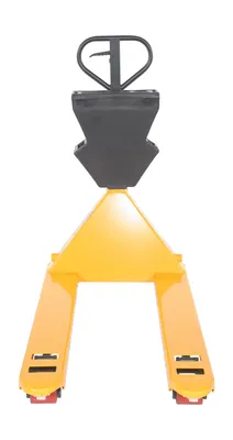 Vestil PM5-2748-Y-UP-002 pallet trucks with p-caddy shown from an alternate angle
