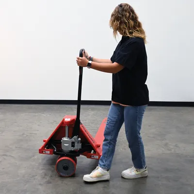 Vestil PM5-PGL-2748 manual pallet truck (pegasolift) shown from an alternate angle