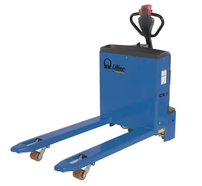 Vestil PMC-EPT-2745 electric pallet truck shown from an alternate angle
