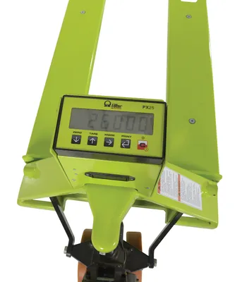 Vestil PMC-PM5-2748-SCL pallet truck with digital scale (pramac) shown from an alternate angle