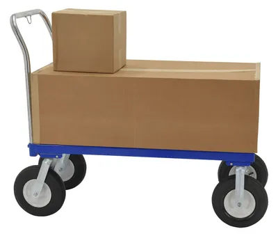Vestil PNU-2448 pneumatic tire steel platform truck shown from an alternate angle
