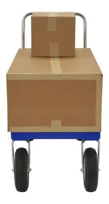 Vestil PNU-2448 pneumatic tire steel platform truck shown from an alternate angle