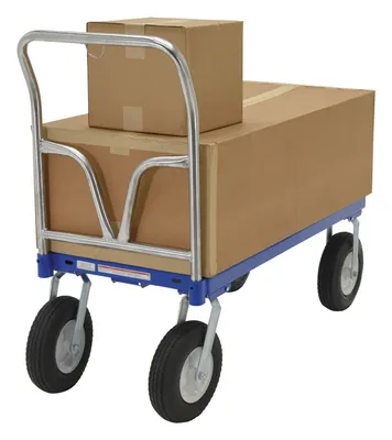 Vestil PNU-2448 pneumatic tire steel platform truck shown from an alternate angle