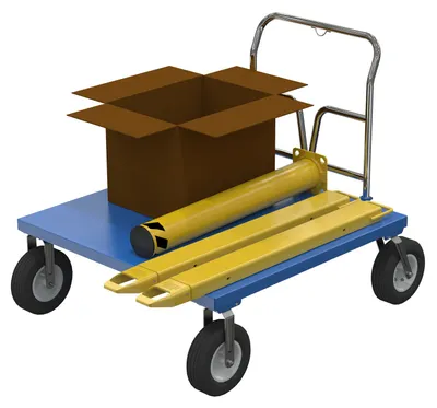 Vestil PNU-4848 pneumatic tire steel platform truck shown from an alternate angle