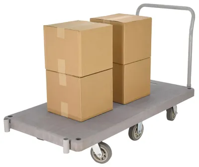 Vestil PPT-3-61 heavy-duty plastic platform truck shown from an alternate angle
