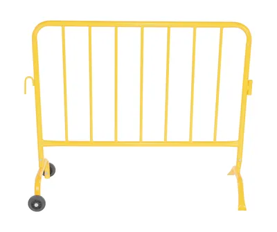 Vestil PRAIL-48-Y-W crowd control interlocking barrier shown from an alternate angle