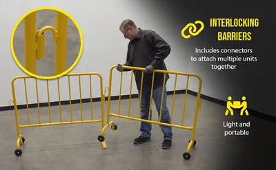 Vestil PRAIL-48-Y-WW crowd control interlocking barrier feature highlights