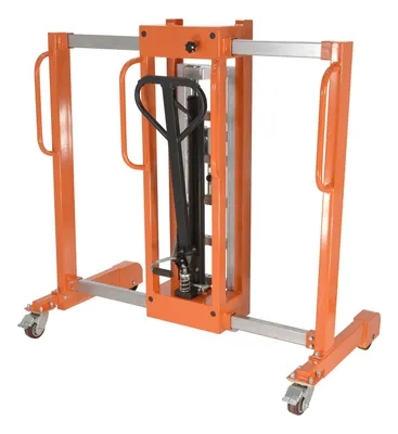 Vestil PSDT-ADP-2136 drum transporter & de-palletizer shown from an alternate angle