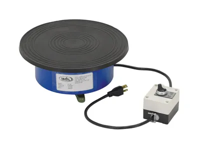 Vestil PT-100 powered turntable shown from an alternate angle