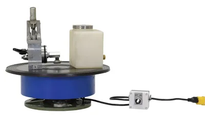 Vestil PT-750 powered turntable shown from an alternate angle