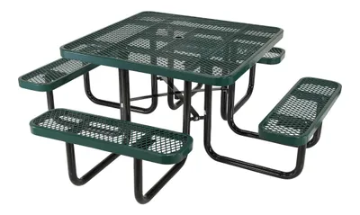 Vestil PT-MX-ST-46-GN picnic tables - steel mesh shown from an alternate angle