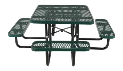 Vestil PT-MX-ST-46-GN picnic tables - steel mesh shown from an alternate angle