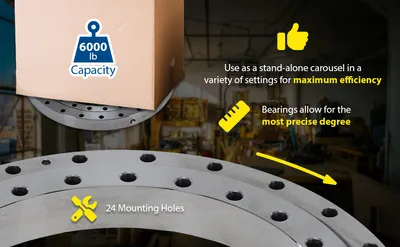Vestil PTB-19 heavy duty precision turret bearing feature highlights