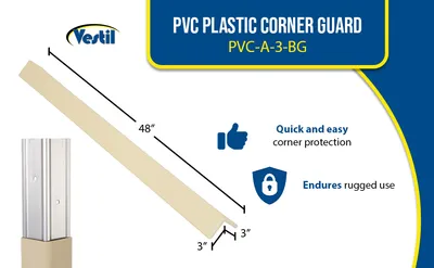 Vestil PVC-A-3-BG pvc plastic corner protectors (aluminum insert) feature highlights