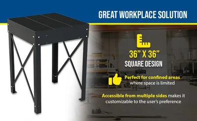 Vestil PWPS-30-3636-BK modular steel work platform system feature highlights