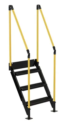 Vestil Steel Personnel Work Platform Stairs 3 Step 40 In. Tall Black / Yellow