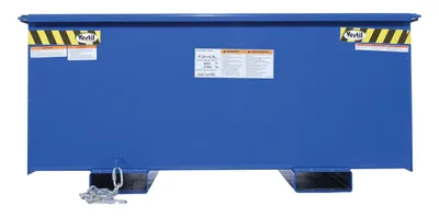 Vestil R-125-HD-BL rotational box hopper shown from an alternate angle